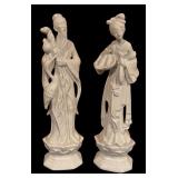 Pair of Vintage White Porcelain Asian Figurines
