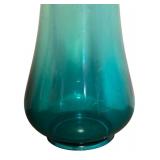 Vintage Mid Century Blue Swung Glass Vase