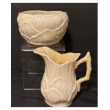 Belleek Creamer Pitcher and Sugar Dish Set