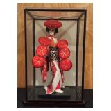 Vintage Japanese Geisha Doll in Display Case