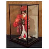 Vintage Japanese Geisha Doll in Display Case