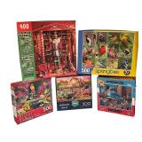 Collection of 5 Assorted 400 and 500 Piece Jigsaw Puzzles by Buffalo, Dowdle, Springbok and More