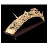 Vintage Resin Asian Landscape Sculpture on Stand