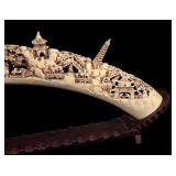 Vintage Resin Asian Landscape Sculpture on Stand
