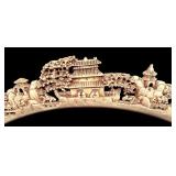 Vintage Resin Asian Landscape Sculpture on Stand