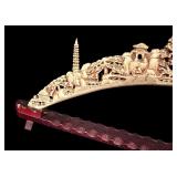 Vintage Resin Asian Landscape Sculpture on Stand
