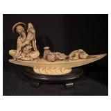 Vintage Chinese Fisherman Resin Sculpture