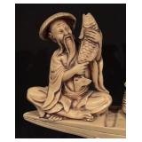 Vintage Chinese Fisherman Resin Sculpture
