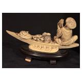 Vintage Chinese Fisherman Resin Sculpture