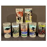 Set of 4 Vintage Frosted California Scenes Highball Glasses