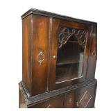 Vintage Wooden Cabinet with Glass Door and Shelves / Vintage Wooden China Cabinet