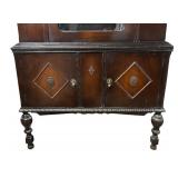 Vintage Wooden Cabinet with Glass Door and Shelves / Vintage Wooden China Cabinet