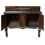 Vintage Wooden Cabinet with Glass Door and Shelves / Vintage Wooden China Cabinet