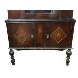 Vintage Wooden Cabinet with Glass Door and Shelves / Vintage Wooden China Cabinet