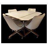 Vintage Drop-Leaf Kitchen Table with 4 Swivel Chairs