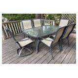 Glass Top Patio Table with 6 Chairs