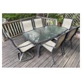 Glass Top Patio Table with 6 Chairs