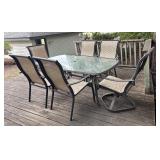Glass Top Patio Table with 6 Chairs
