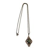 Vintage 12K Gold Filled Pendant Necklace with Green Stone