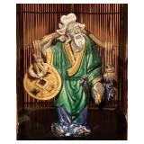 Asian Style Vintage Lamp with Ceramic Figure