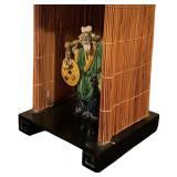 Asian Style Vintage Lamp with Ceramic Figure