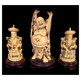 Set of 3 Asian Figurines with Buddha and Mandarins
