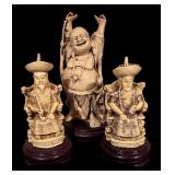 Set of 3 Asian Figurines with Buddha and Mandarins