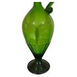 Vintage Green Glass Pitcher and Vase