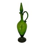 Vintage Green Glass Pitcher and Vase