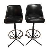 Pair of Vintage Black Swivel Stools