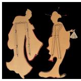 Pair of Asian Style Fabric Wall Decor Figures
