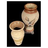 Pair of Handcrafted Pottery Vases with Artistic Designs