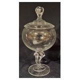 Vintage Crystal and Clear Glass Pitcher, Carafe, and Pedestal Dish