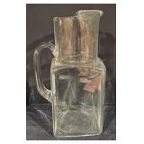 Vintage Crystal and Clear Glass Pitcher, Carafe, and Pedestal Dish