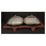 Mid Century Dual Covered Serving Dishes