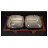 Mid Century Dual Covered Serving Dishes