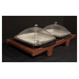 Mid Century Dual Covered Serving Dishes