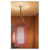 Mid Century Hanging Chain Lamp with Woven Shade