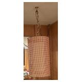 Mid Century Hanging Chain Lamp with Woven Shade