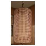 Mid Century Hanging Chain Lamp with Woven Shade