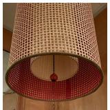 Mid Century Hanging Chain Lamp with Woven Shade