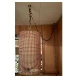 Mid Century Hanging Chain Lamp with Woven Shade