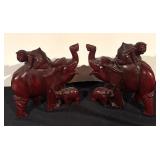 Pair of Wooden Carved Elephant Sculptures