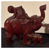 Pair of Wooden Carved Elephant Sculptures