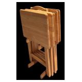 Set of 4 Vintage Wooden TV Trays