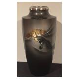 Set of 2 Japanese-Style Vases with Koi and Pagoda Design
