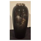Set of 2 Japanese-Style Vases with Koi and Pagoda Design