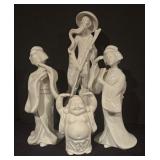 Set of 4 Asian Style Porcelain Figurines by Homco and More