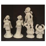 Set of 4 Asian Style Porcelain Figurines by Homco and More