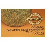 Sealed Corning Ware Spice of Life 4-Piece Glass Counter Keepers Canister Set